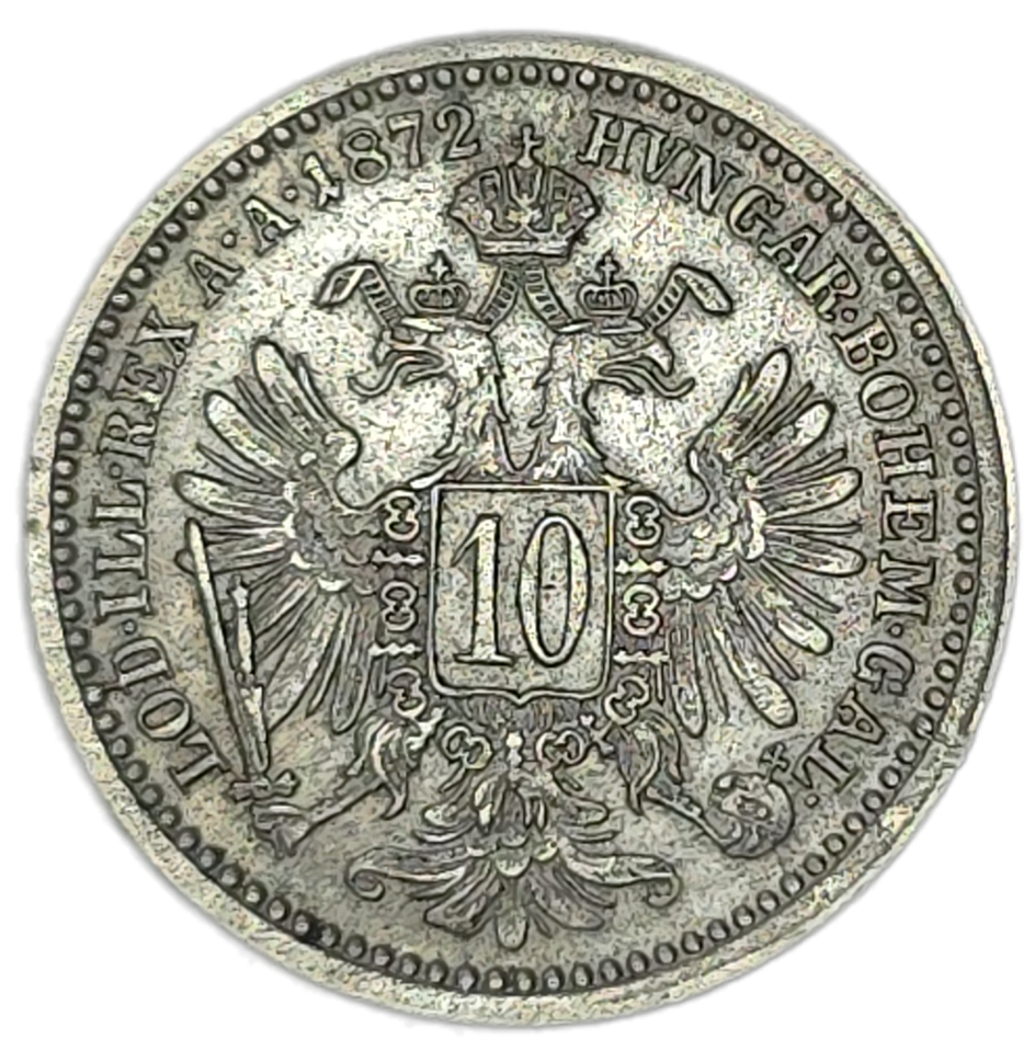 1872 Austrian Empire 10 Kreuzer, gVF