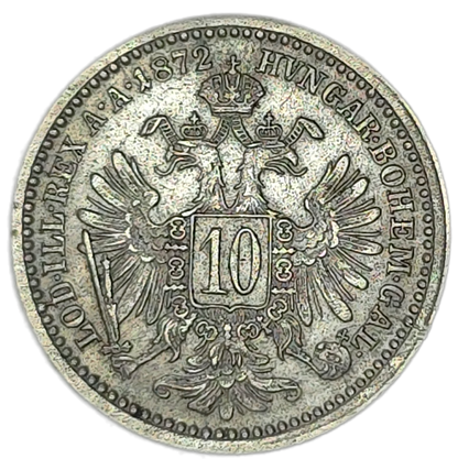 1872 Austrian Empire 10 Kreuzer, gVF