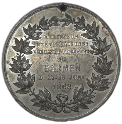1868 Germany Gymnastics Festival Medal, Rhineland-Westphalian