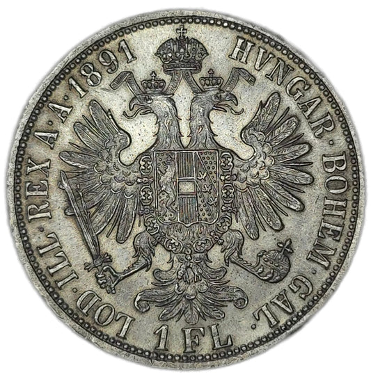 1891 Austrian Empire 1 Florin, aUNC