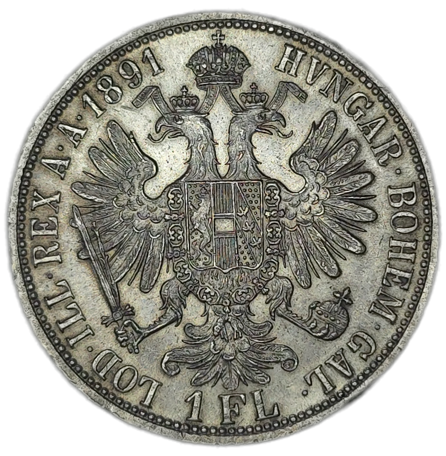 1891 Austrian Empire 1 Florin, aUNC