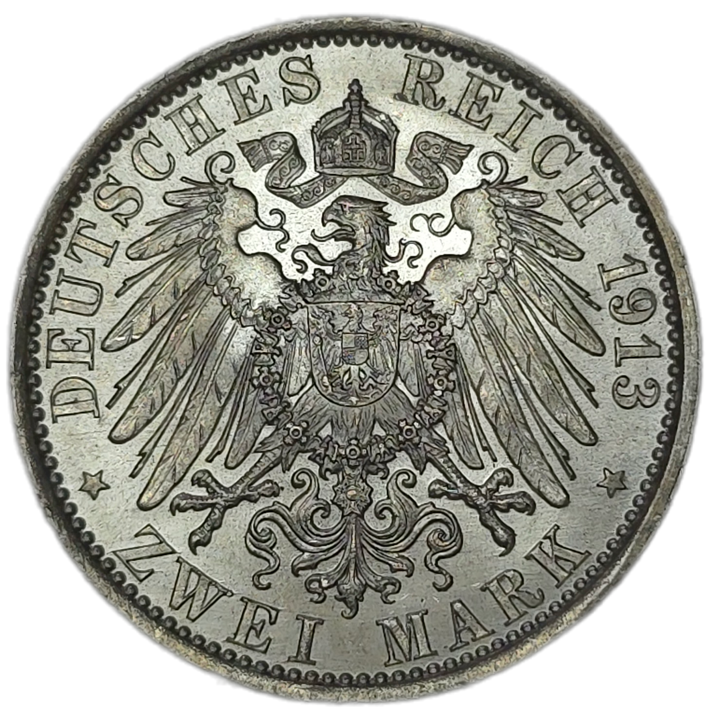 1913 Prussia 2 Marks, Uncirculated