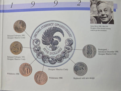 1992 New Zealand Uncirculated Set, 25 Years of Decimal Currency