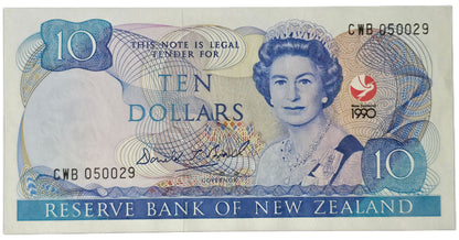 1990 Ten Dollar Note, CWB Prefix, 150 Years Waitangi Commemorative