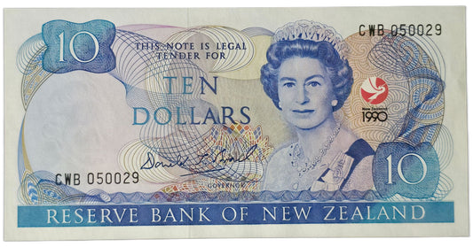 1990 Ten Dollar Note, CWB Prefix, 150 Years Waitangi Commemorative