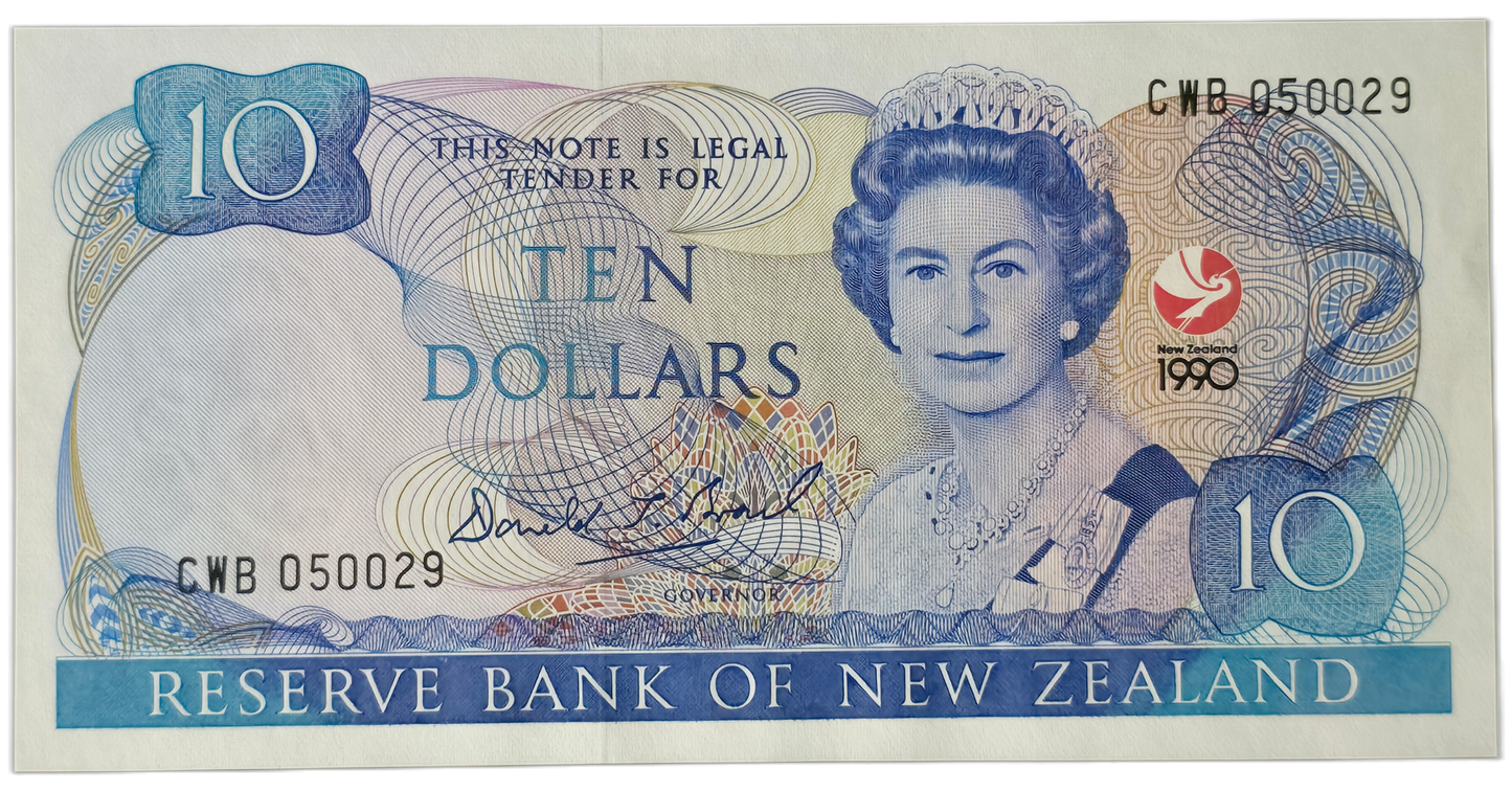1990 Ten Dollar Note, CWB Prefix, 150 Years Waitangi Commemorative
