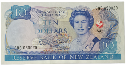 1990 Ten Dollar Note, CWB Prefix, 150 Years Waitangi Commemorative