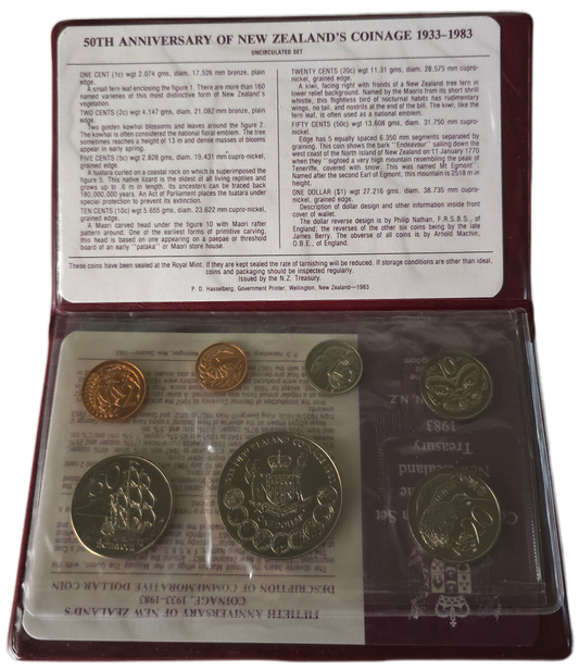 1983 New Zealand 50th Anniversary of Coinage Uncirculated Set