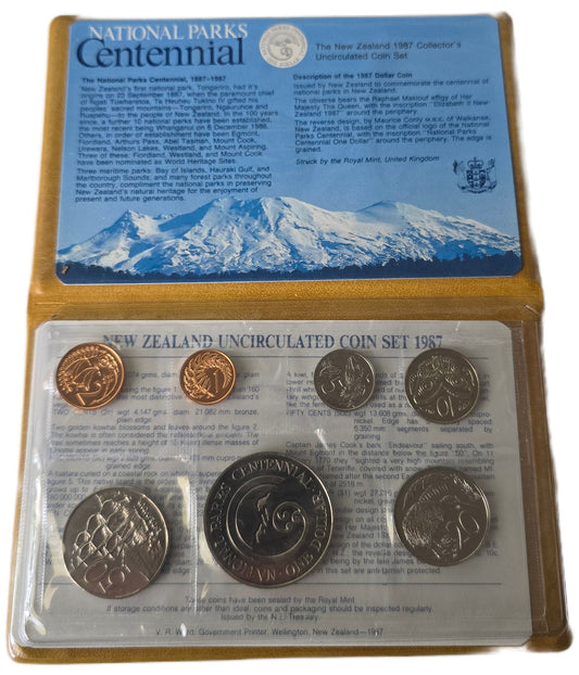 1987 New Zealand National Parks Centennial Uncirculated Coin Set