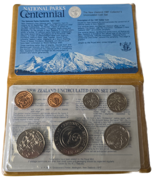 1987 New Zealand National Parks Centennial Uncirculated Coin Set