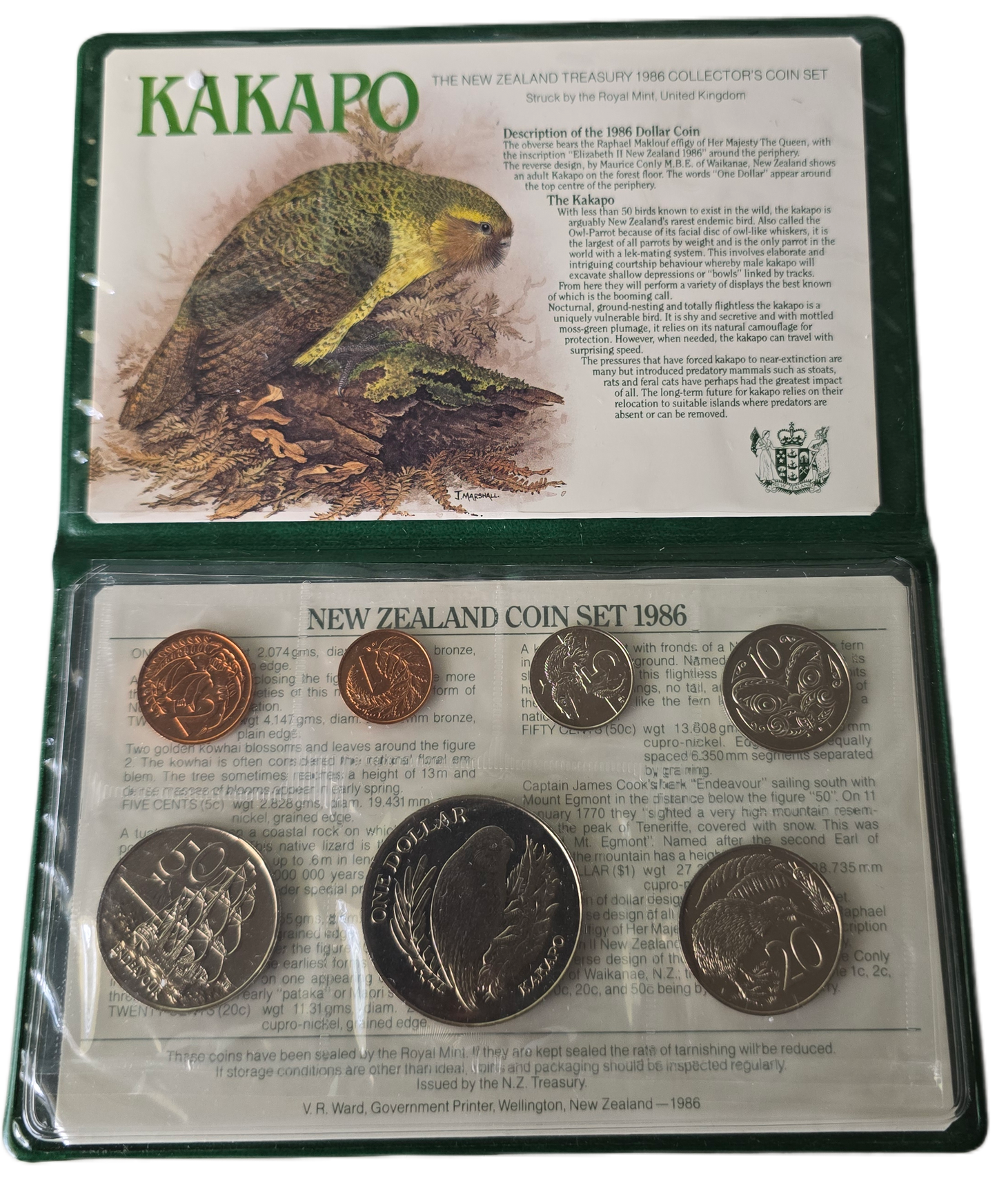 1986 New Zealand Kakapo Uncirculated Coin Set