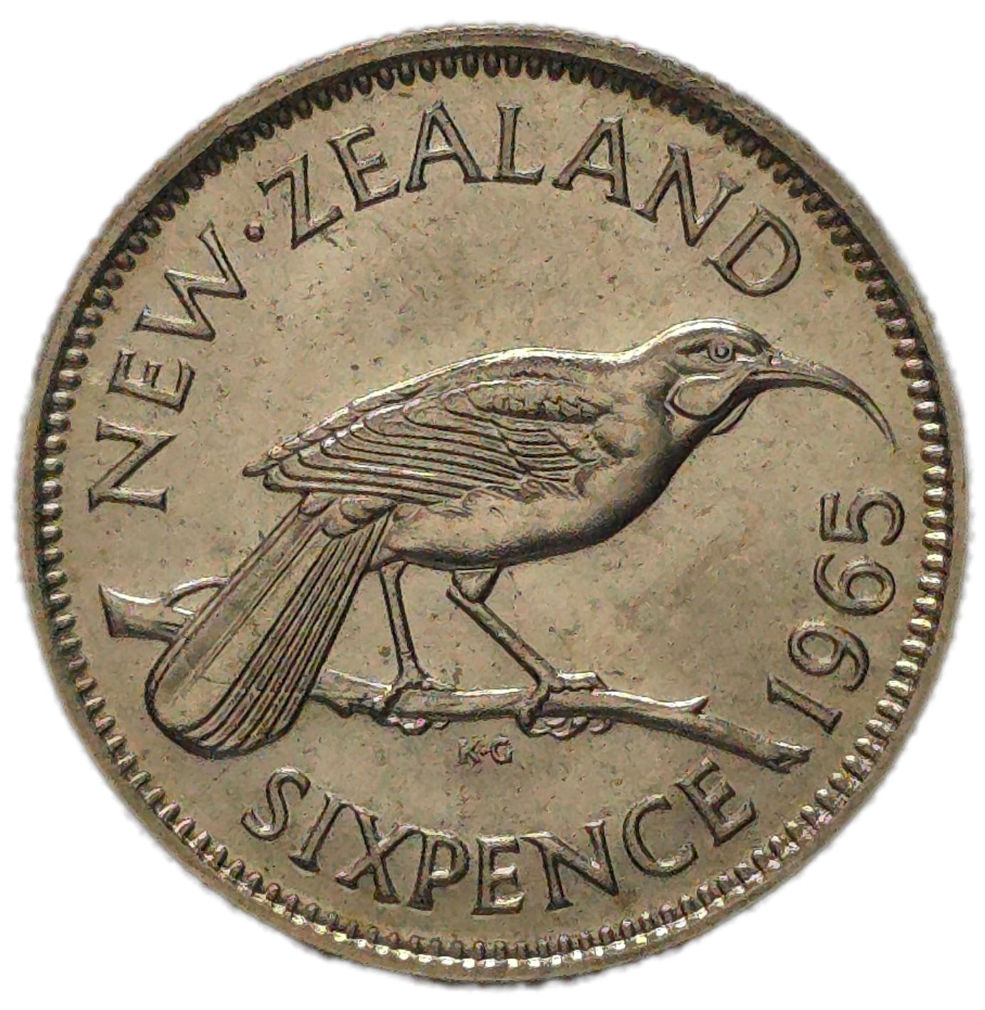 1965 New Zealand Sixpence, Uncirculated