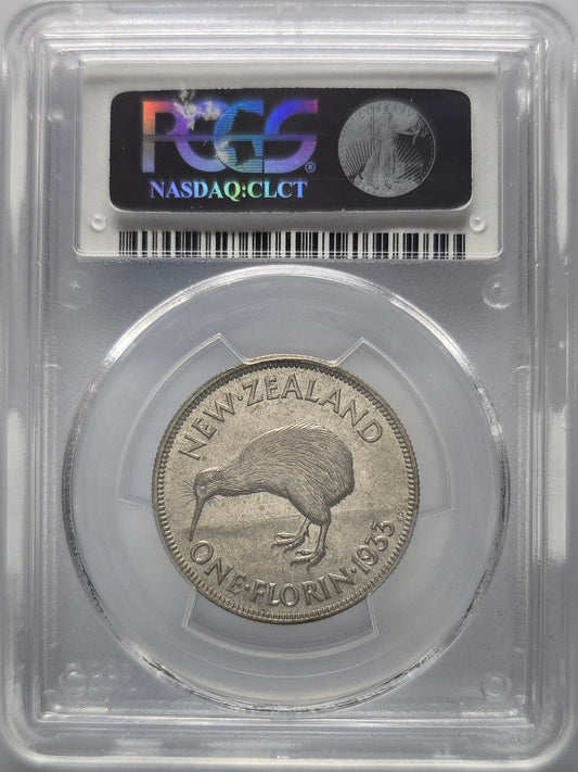 1933 New Zealand Florin PCGS MS64