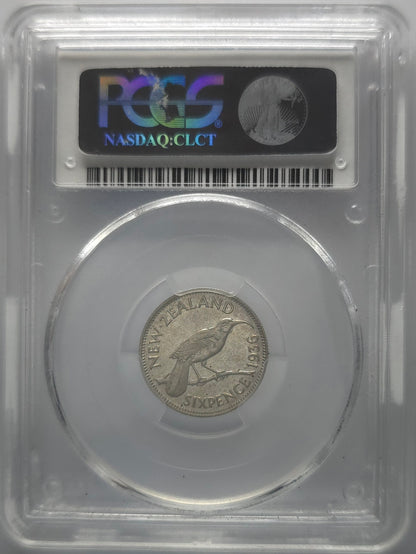 1936 New Zealand Sixpence MS62