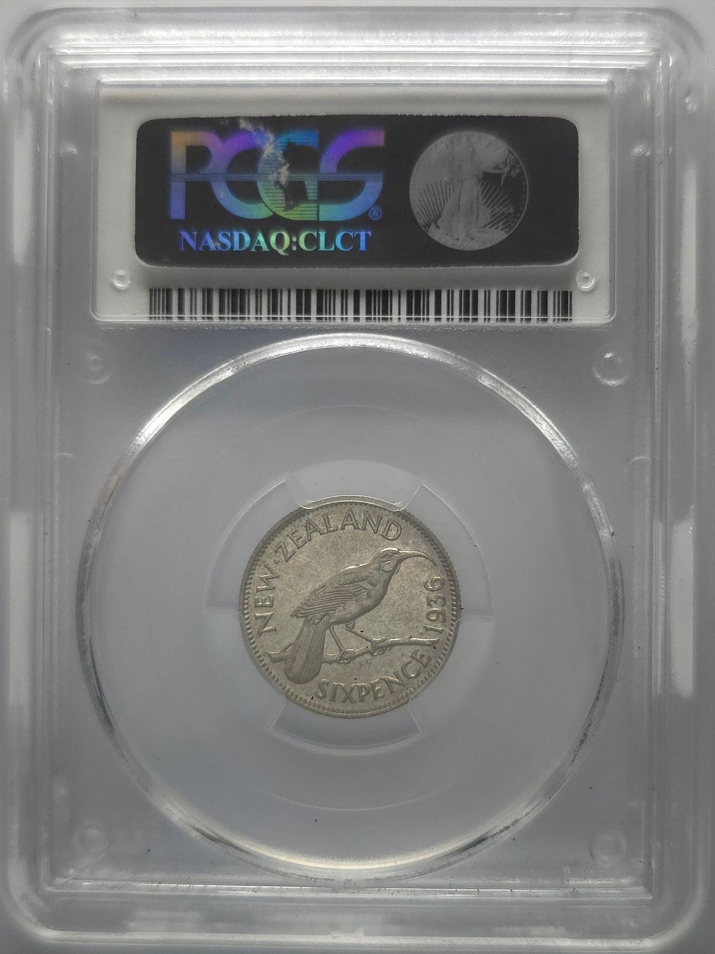 1936 New Zealand Sixpence MS62