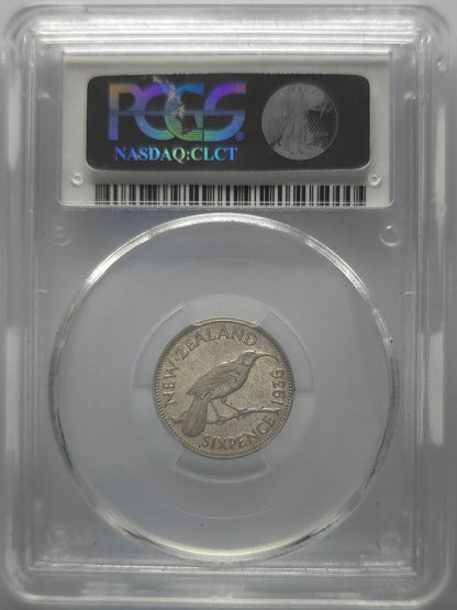 1936 New Zealand Sixpence MS62