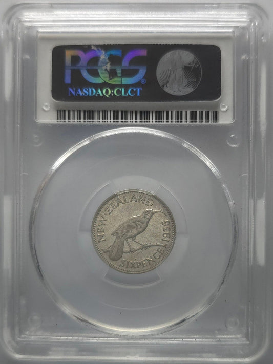 1936 New Zealand Sixpence MS62