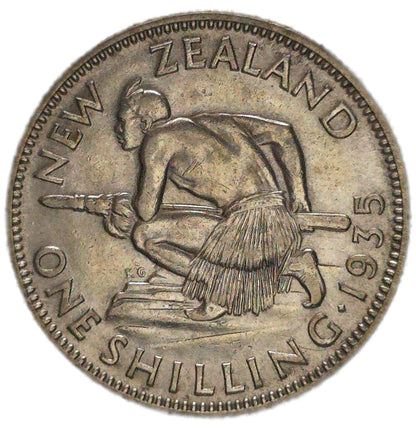 1935 New Zealand Shilling, gVF