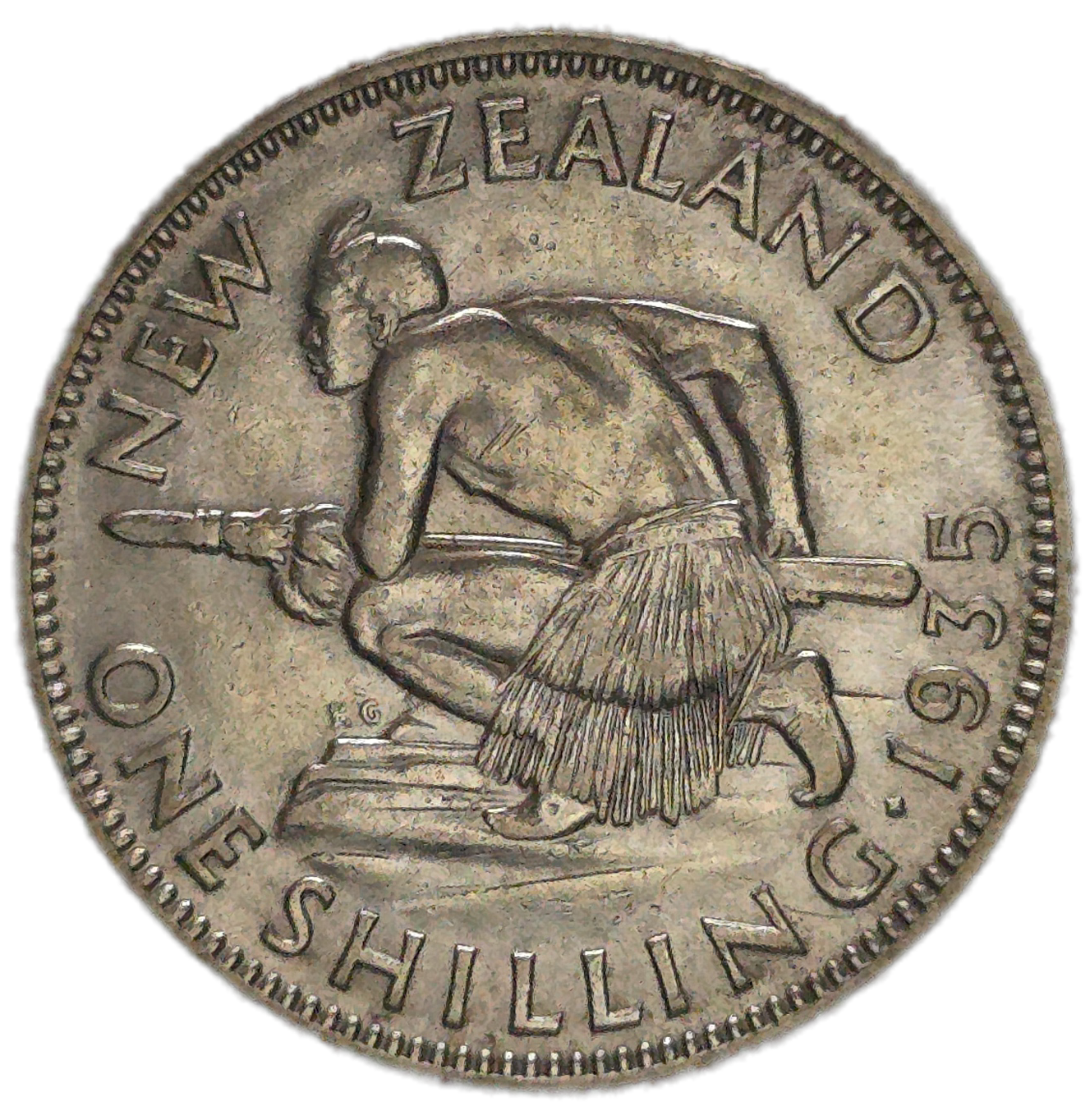 1935 New Zealand Shilling, gVF