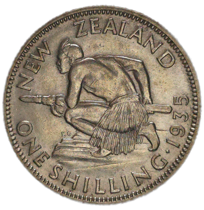 1935 New Zealand Shilling, gVF