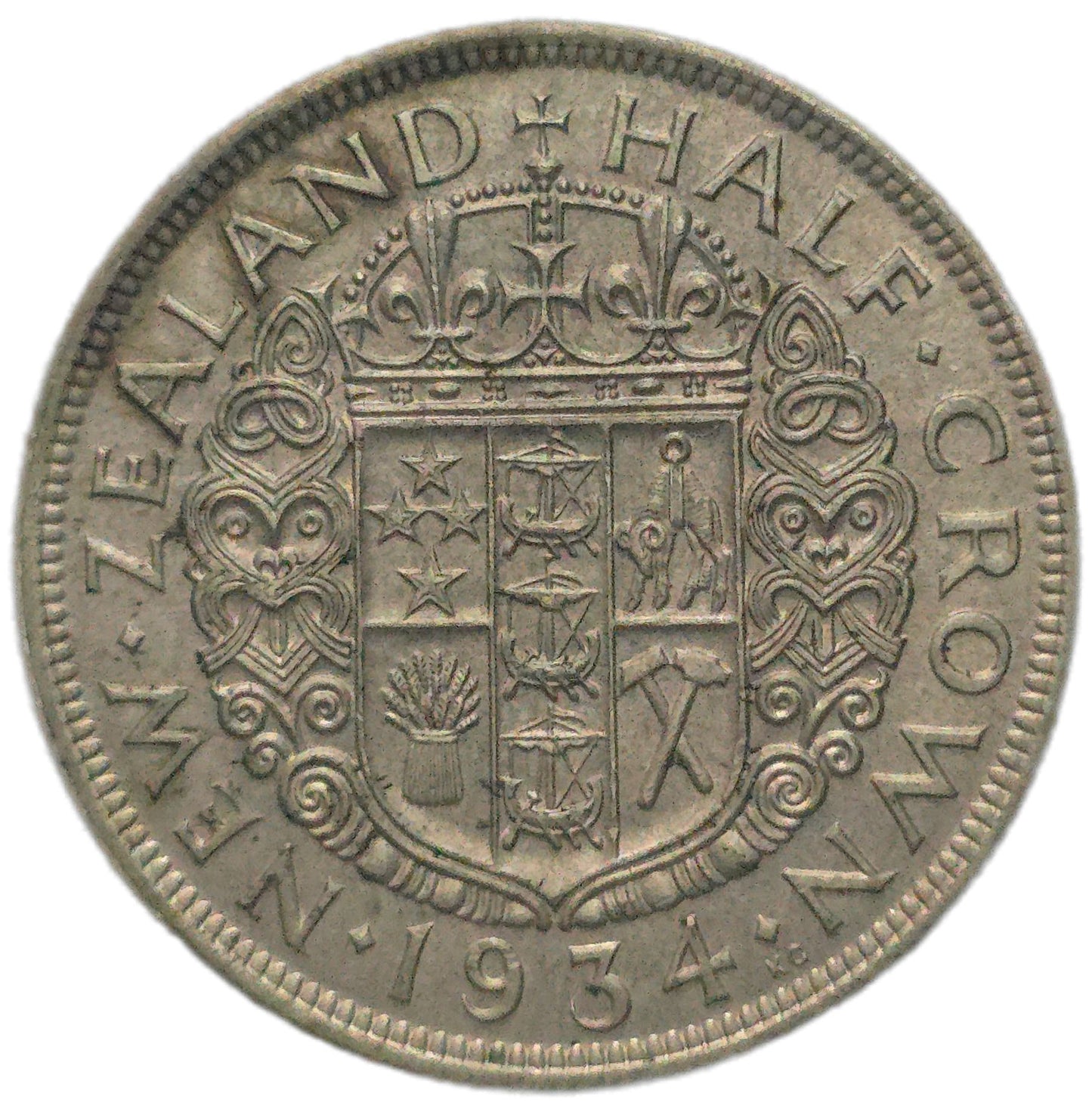 1934 New Zealand Half Crown, aEF
