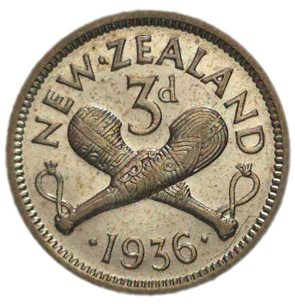 1936 New Zealand Threepence, gEF