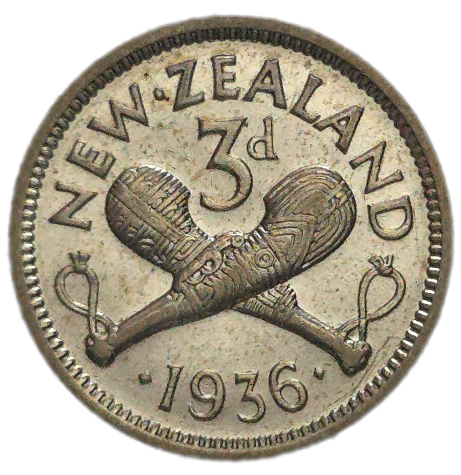 1936 New Zealand Threepence, gEF