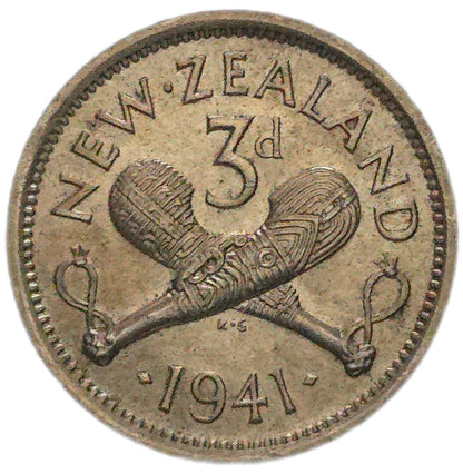 1941 New Zealand Threepence, gEF