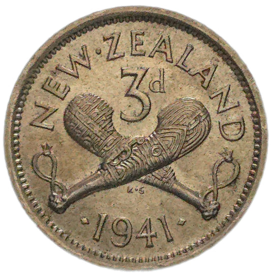 1941 New Zealand Threepence, gEF