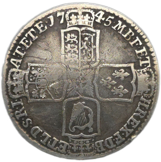 1745 United Kingdom Half Crown, Lima Mint