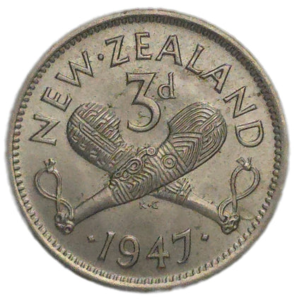 1947 New Zealand Threepence, gEF