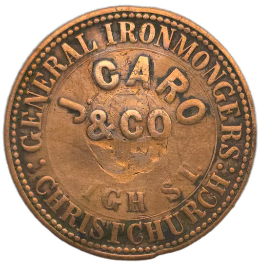 1860-64 New Zealand Trade Token J Caro & Co