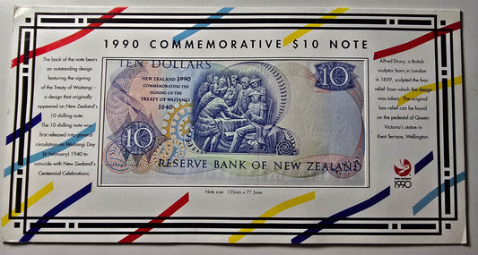1990 Ten Dollar Note 150 Years Waitangi Commemorative