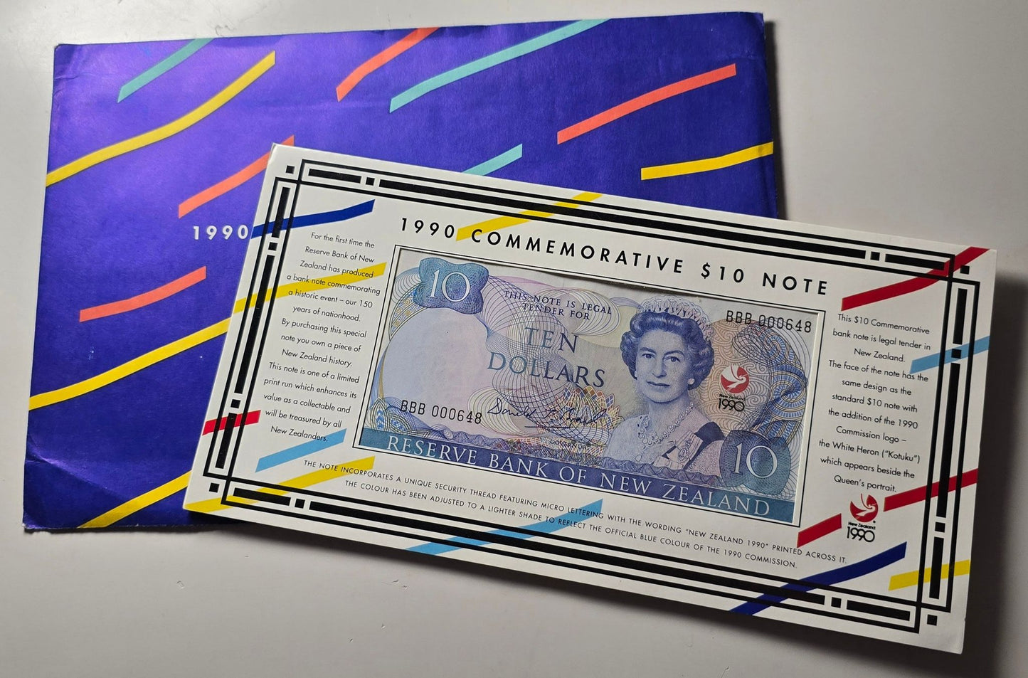 1990 Ten Dollar Note 150 Years Waitangi Commemorative