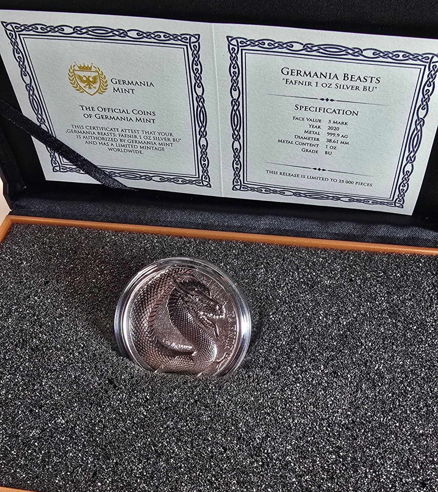 2020 Germany 5 Mark, Germania Beasts Fafnir 1 oz Silver