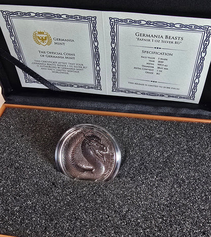 2020 Germany 5 Mark, Germania Beasts Fafnir 1 oz Silver