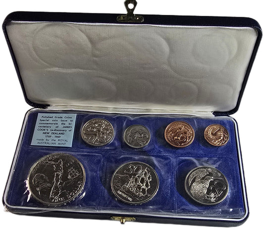 1969 New Zealand Polished Coin Set
