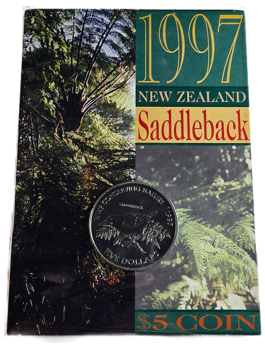 1997 New Zealand $5 Saddleback Coin
