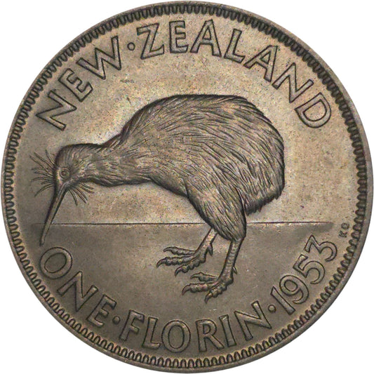 1953 New Zealand Florin, aUNC