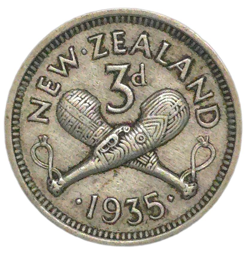 1935 New Zealand Threepence, Key Date, gFine