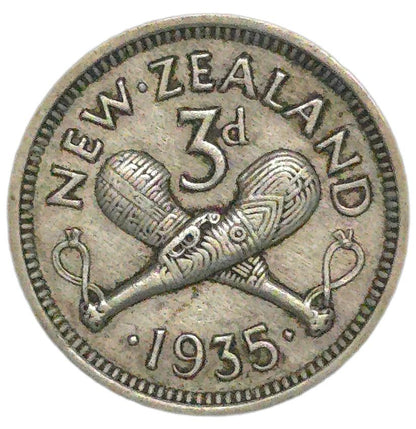 1935 New Zealand Threepence, Key Date, gFine