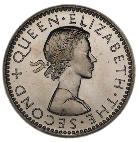 1965 New Zealand Sixpence, Polished/Proof Like