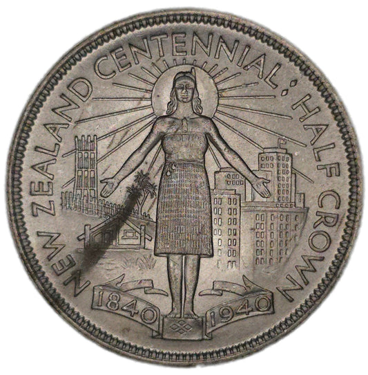 1940 New Zealand Half Crown, aUnc