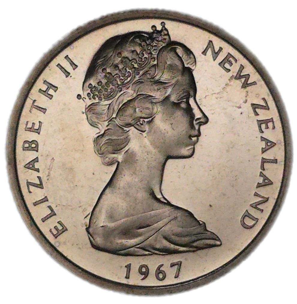 1967 New Zealand 5 Cents, Polished/Proof