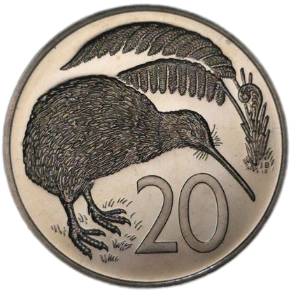 1967 New Zealand Twenty Cents, Polished/Proof