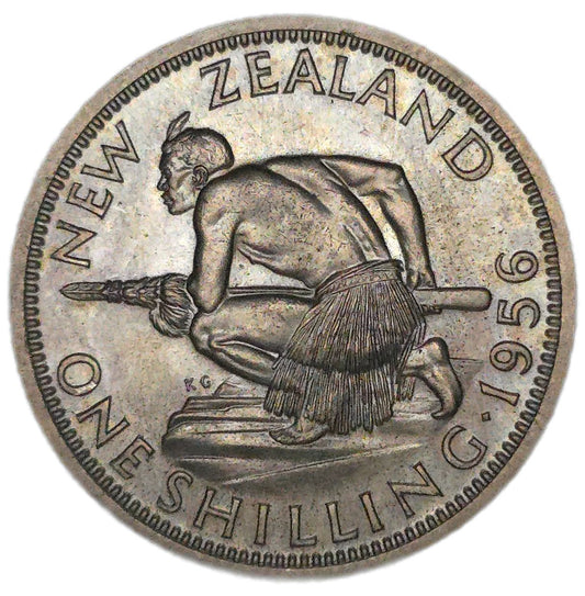 1956 New Zealand Shilling, aUNC