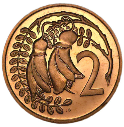 1967 New Zealand Two Cent Coin, Polished/Proof