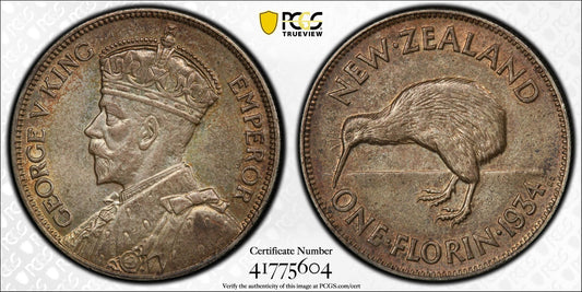 1934 New Zealand Florin PCGS MS63