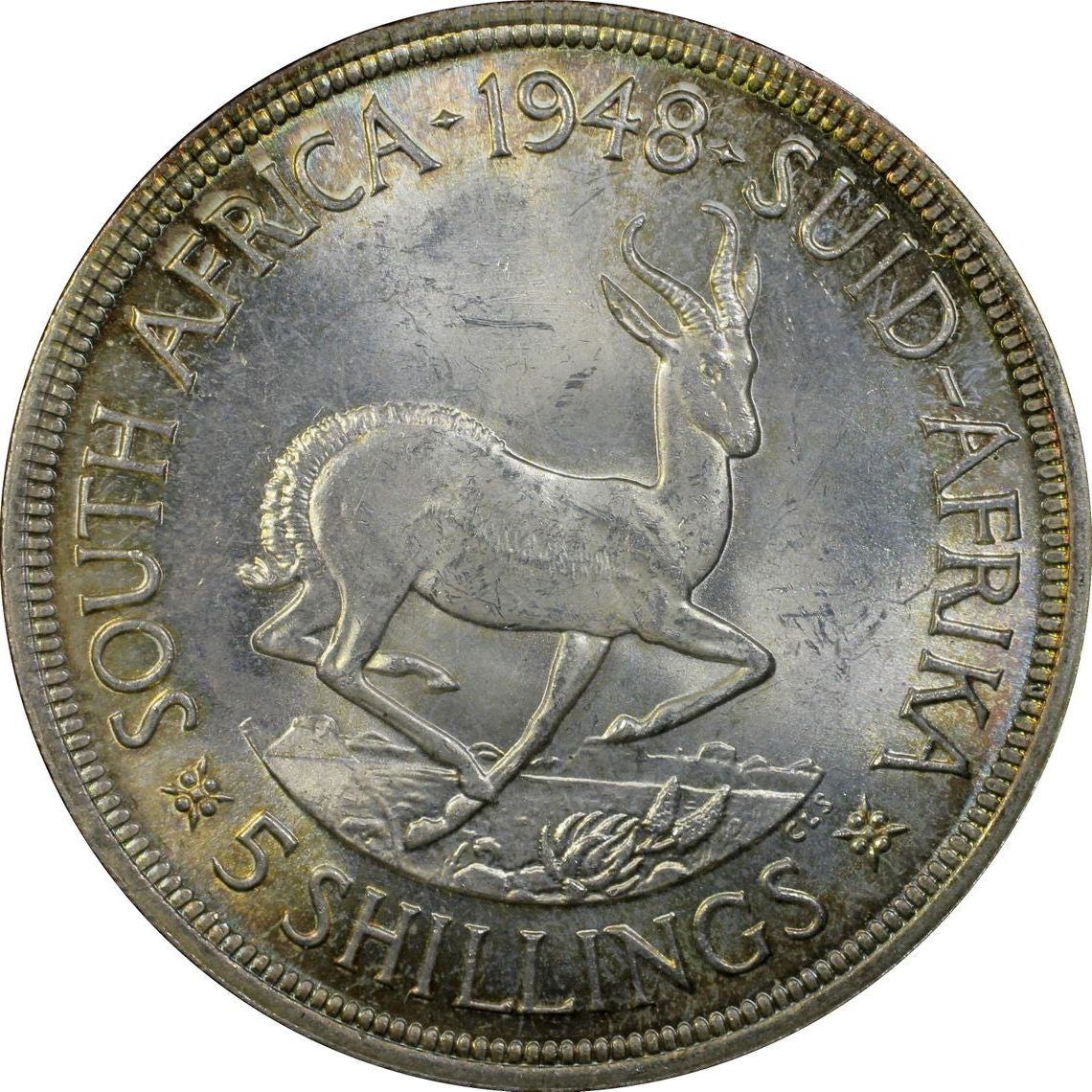 1948 South Africa 5 Shilling PCGS MS64 - Arts & Entertainment > Hobbies & Creative Arts > Collectibles > Collectible Coins & Currency > Collectible Coins > Rare Coins from The Half Crown