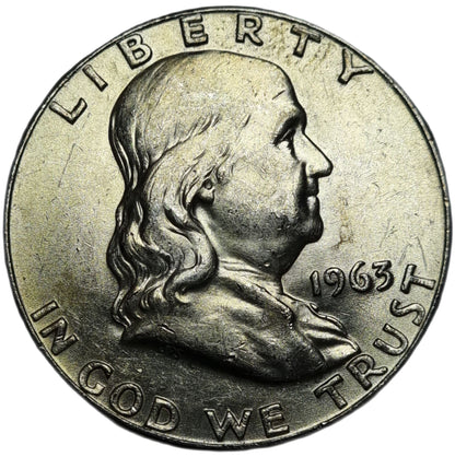 1963 United States Franklin Half Dollar, 90% Silver, Uncirculated